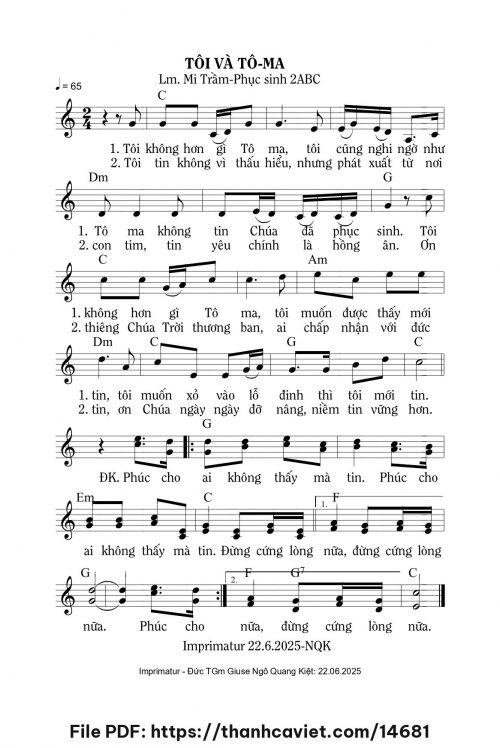 Tôi và Tôma - Lm. Mi Trầm - trang 1