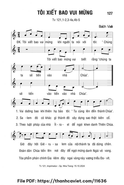 Tôi xiết bao vui mừng - Lm. Bạch Vân - trang 1