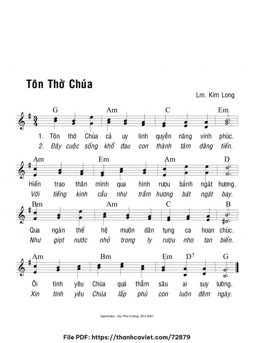 Tôn thờ Chúa - Lm. Kim Long - trang 1