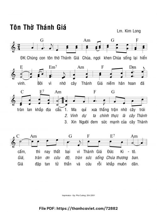 Tôn thở Thánh Giá - Lm. Kim Long - trang 1