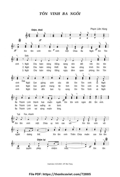 Tôn vinh Ba Ngôi - Lm. Phạm Liên Hùng - trang 1