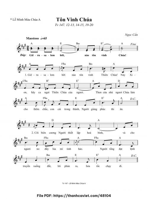 Tôn vinh Chúa - Ngọc Cẩn - trang 1
