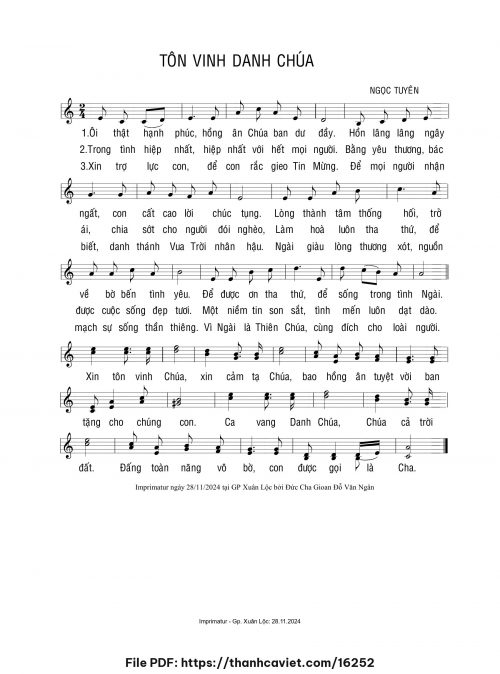 Tôn vinh danh Chúa - Ngọc Tuyên - trang 1