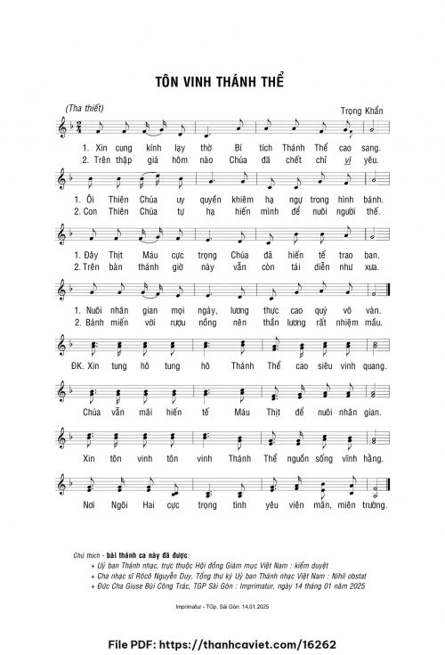 Tôn vinh Thánh Thể - Lm. Trọng Khẩn - trang 1