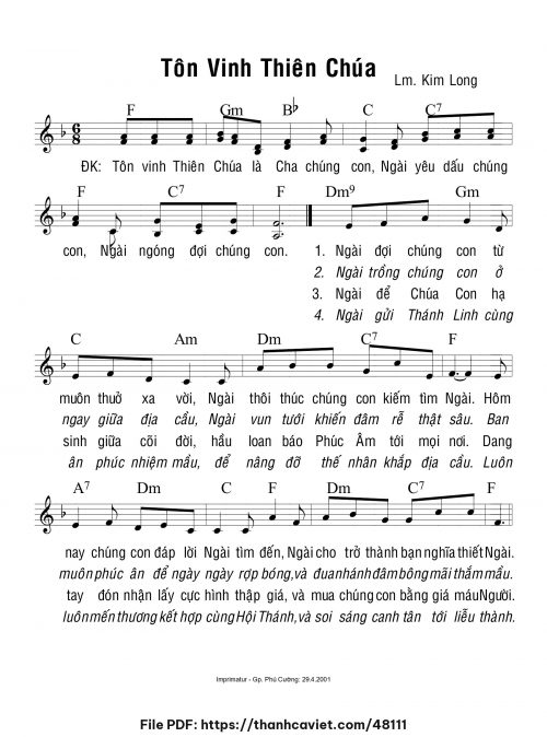 Tôn vinh Thiên Chúa 1 - Lm. Kim Long - trang 1
