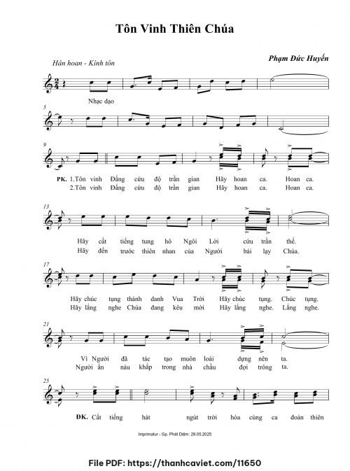 Tôn vinh Thiên Chúa - Phạm Đức Huyến - trang 1