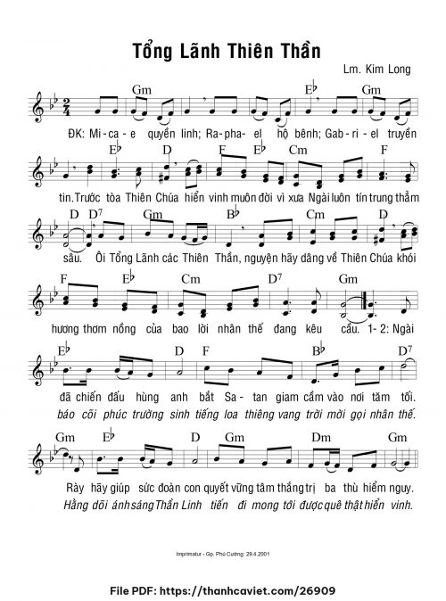 Tổng lãnh Thiên Thần - Lm. Kim Long - trang 1