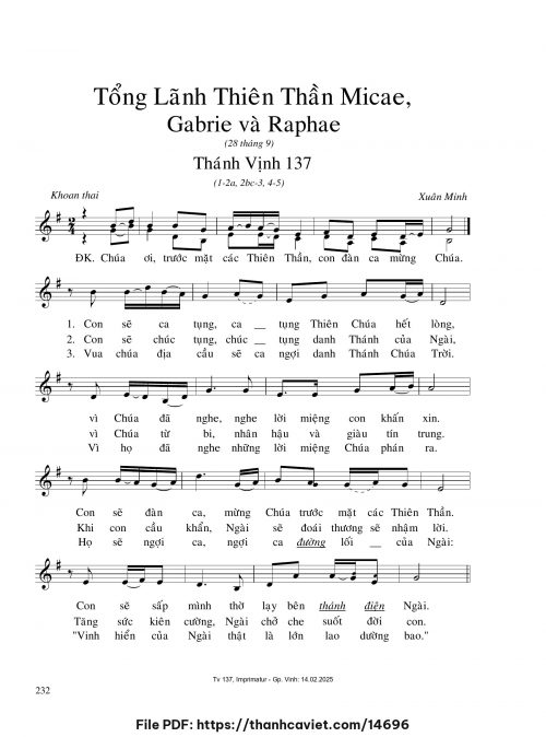 Tổng Lãnh Thiên Thần Micae, Gabrie và Raphae - Xuân Minh - trang 1