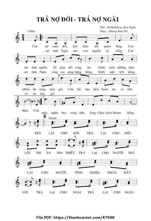 Trả nợ đời – Trả nợ Ngài - Lm. Hoàng Kim Tốt - Thơ: Hoa Ngâu - trang 1