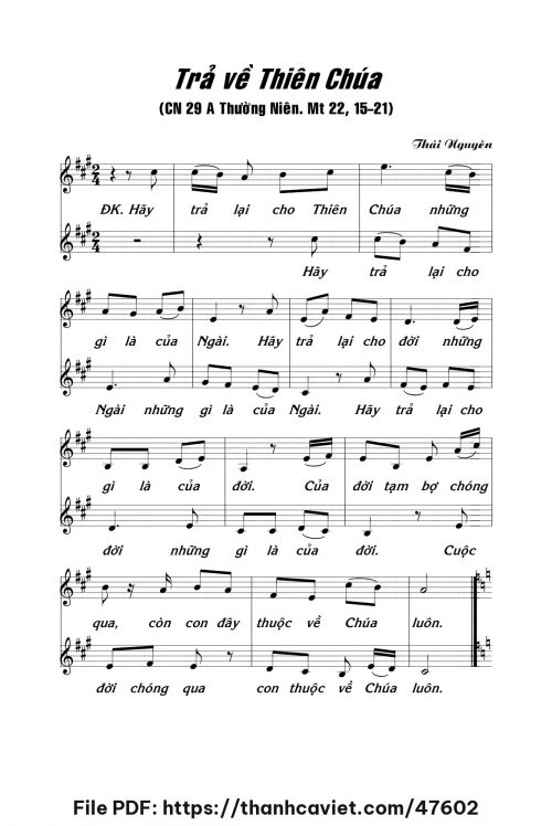Trả về Thiên Chúa - Lm. Thái Nguyên - trang 1