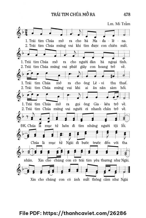 Trái tim Chúa mở ra - Lm. Mi Trầm - trang 1