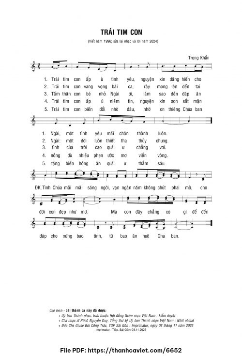 Trái tim con - Lm. Trọng Khẩn - trang 1