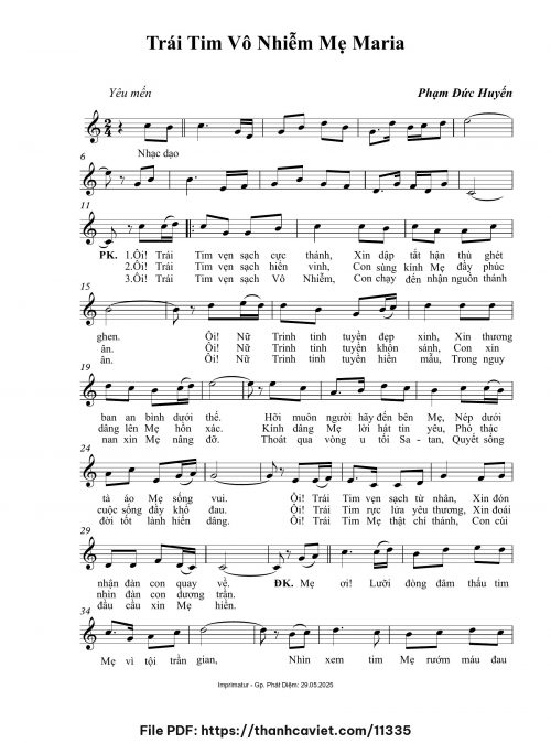 Trái tim Vô Nhiễm Mẹ Maria - Phạm Đức Huyến - trang 1