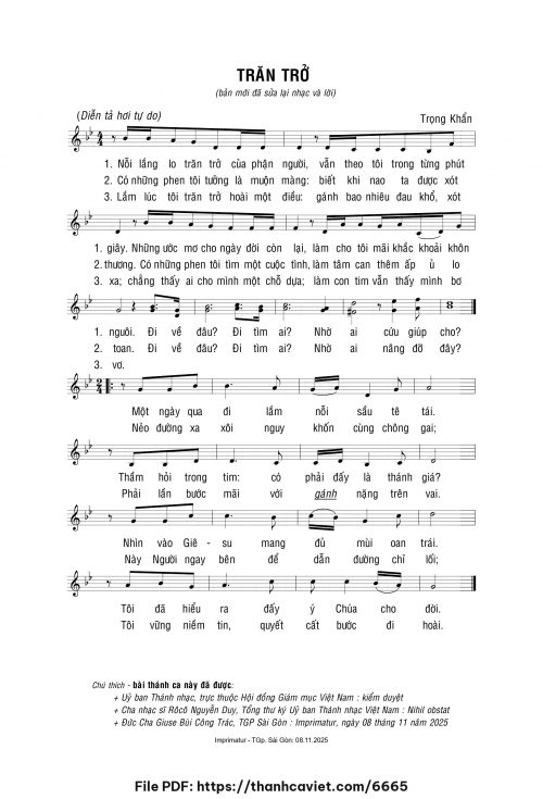 Trăn trở - Lm. Trọng Khẩn - trang 1