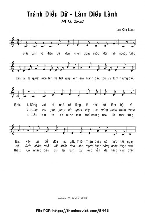 Tránh điều dữ – Làm điều lành - Lm. Kim Long - trang 1