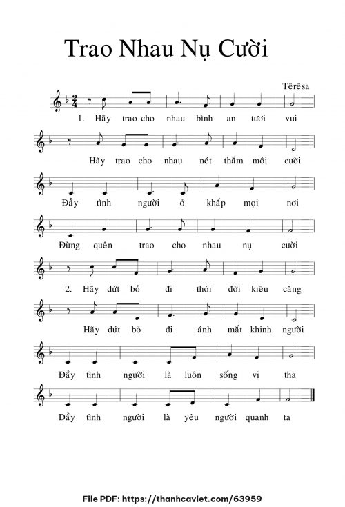 Trao nhau nụ cười - Sr. Têrêsa - trang 1