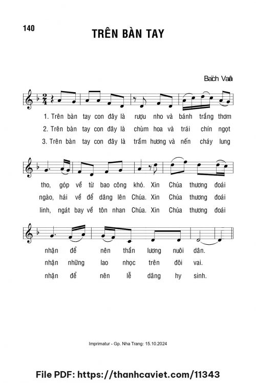 Trên bàn tay - Lm. Bạch Vân - trang 1
