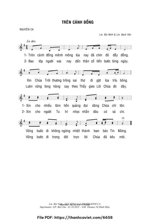 Trên cánh đồng - Lm. Bùi Ninh - Lm. Bạch Vân - trang 1