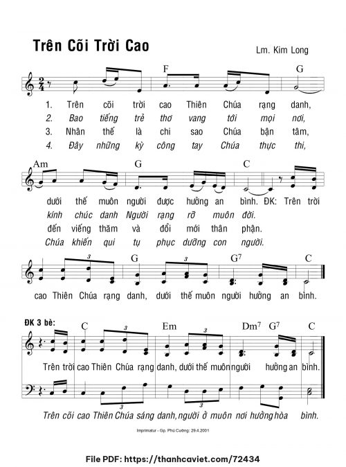 Trên cõi trời cao - Lm. Kim Long (Hòa âm: Liên Bình Định) - trang 1