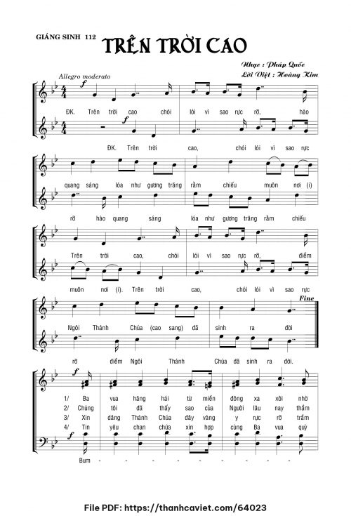 Trên trời cao - Lm. Hoàng Kim (Nhạc Ngoại, lời Việt) - trang 1
