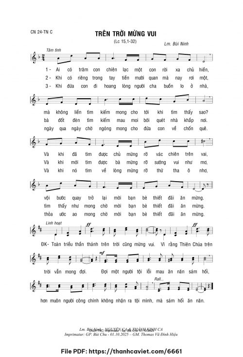 Trên trời mừng vui - Lm. Bùi Ninh - trang 1