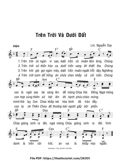 Trên Trời và dưới đất - Lm. Nguyễn Duy - trang 1