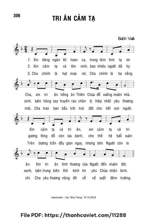 Tri ân cảm tạ - Lm. Bạch Vân - trang 1