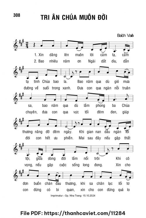 Tri ân Chúa muôn đời - Lm. Bạch Vân - trang 1