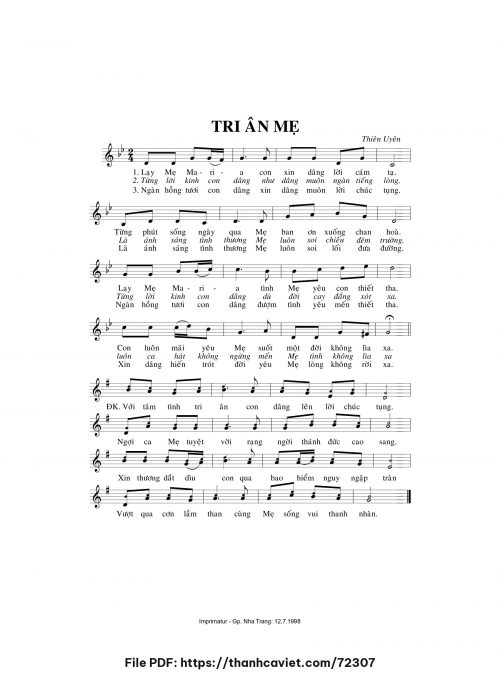 Tri ân Mẹ - Sr. Thiên Uyên - trang 1