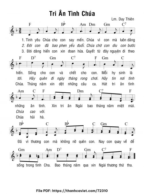 Tri ân tình Chúa - Lm. Duy Thiên - trang 1