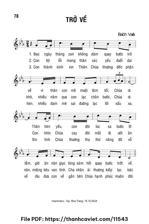 Trở về - Lm. Bạch Vân - trang 1