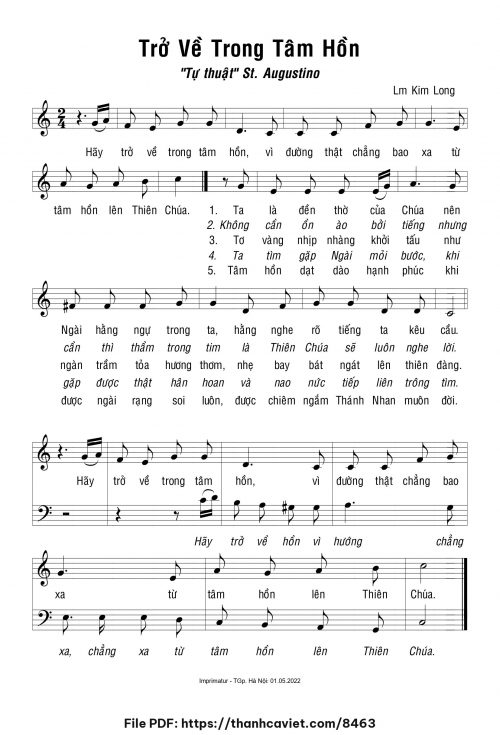 Trở về trong tâm hồn - Lm. Kim Long - trang 1