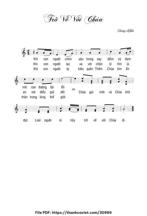 Trở về với Chúa - Lm. Trọng Khẩn - trang 1