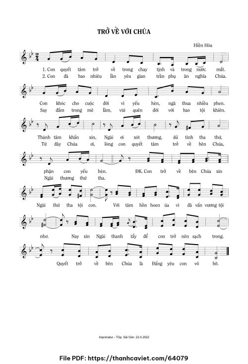 Trở về với Chúa - Sr. Hiền Hòa - trang 1