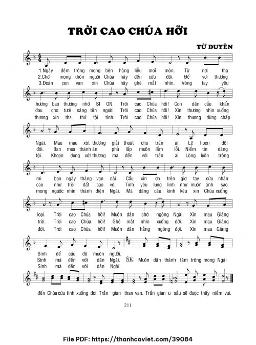 Trời cao Chúa hỡi - Lm. Từ Duyên - trang 1