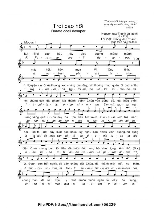 Trời cao hỡi - Khổng Vĩnh Thành (Nhạc Ngoại, lời Việt) - trang 1