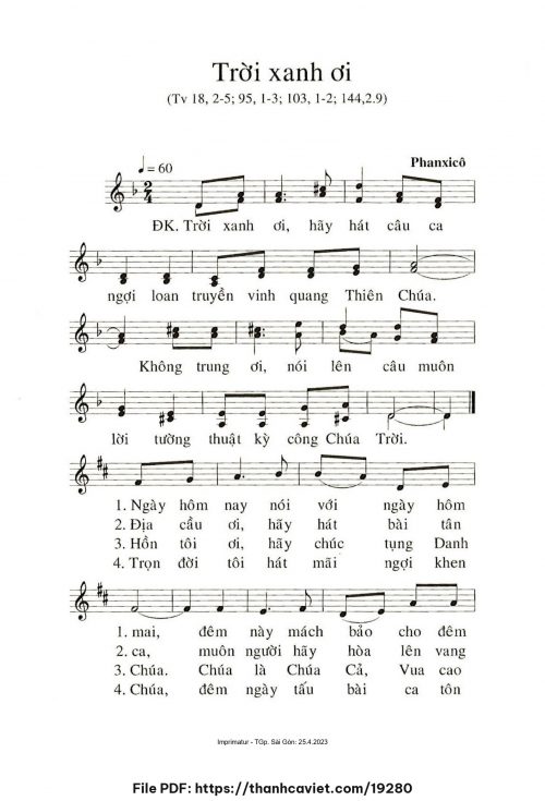 Trời xanh ơi - Phanxicô - trang 1