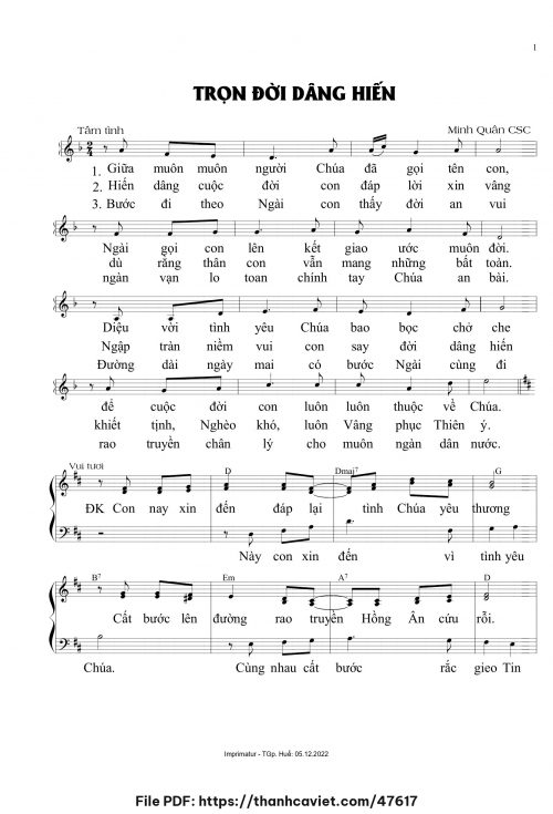 Trọn đời dâng hiến - Minh Quân CSC - trang 1