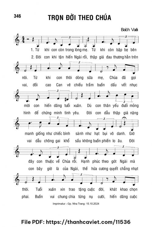 Trọn đời theo Chúa - Lm. Bạch Vân - trang 1