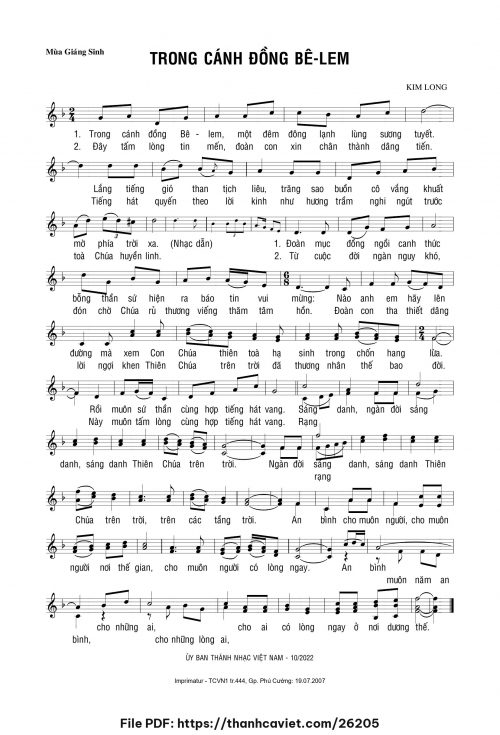 Trong cánh đống Bêlem - Lm. Kim Long - trang 1