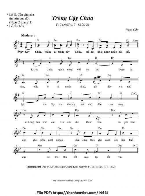 Trông cậy Chúa - Ngọc Cẩn - trang 1