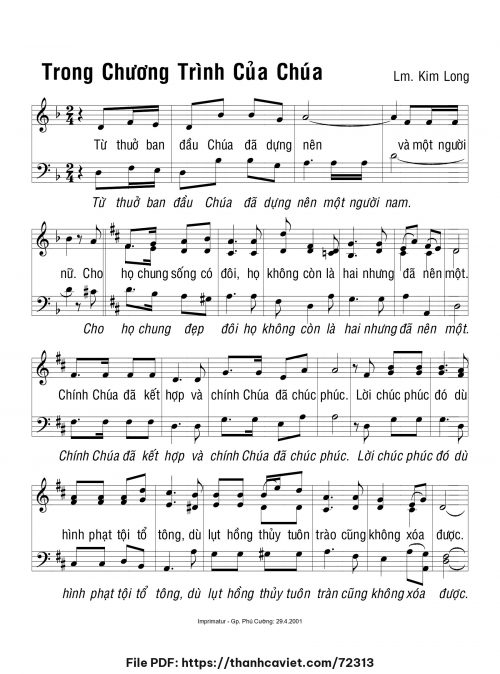 Trong chương trình của Chúa - Lm. Kim Long - trang 1