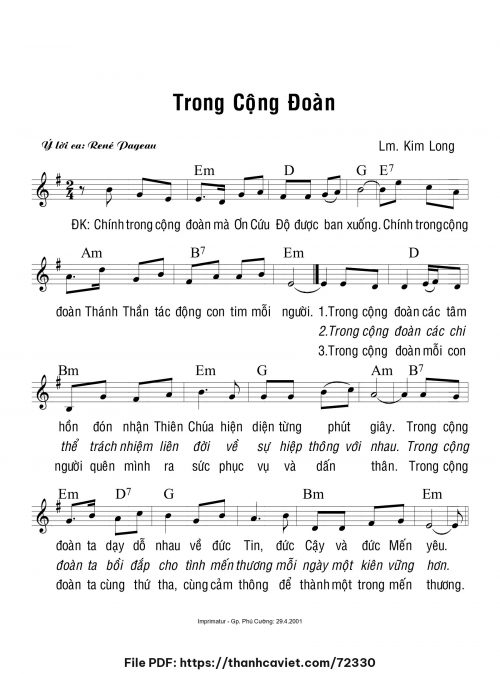 Trong cộng đoàn - Lm. Kim Long - trang 1