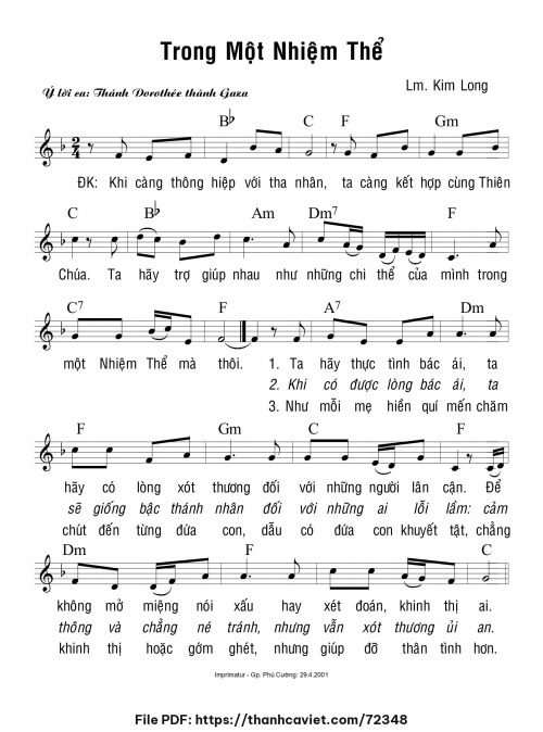 Trong một nhiệm thể - Lm. Kim Long - trang 1