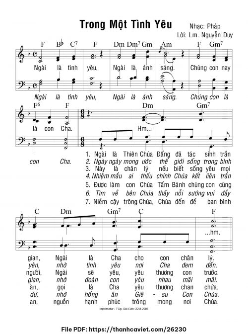 Trong một tình yêu - Lm. Nguyễn Duy - trang 1