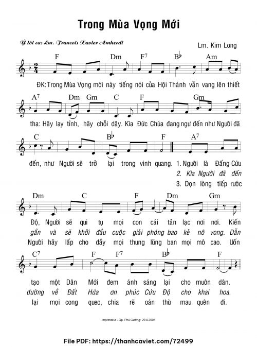 Trọng Mùa Vọng mới - Lm. Kim Long - trang 1