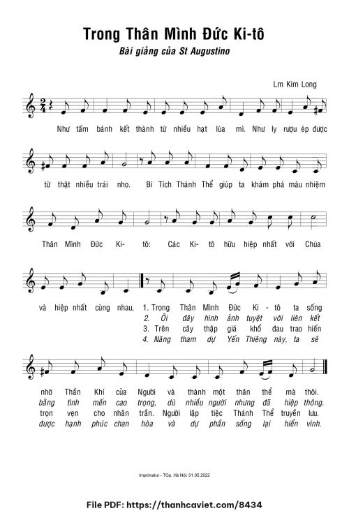 Trong thân mình Đức Kitô - Lm. Kim Long - trang 1