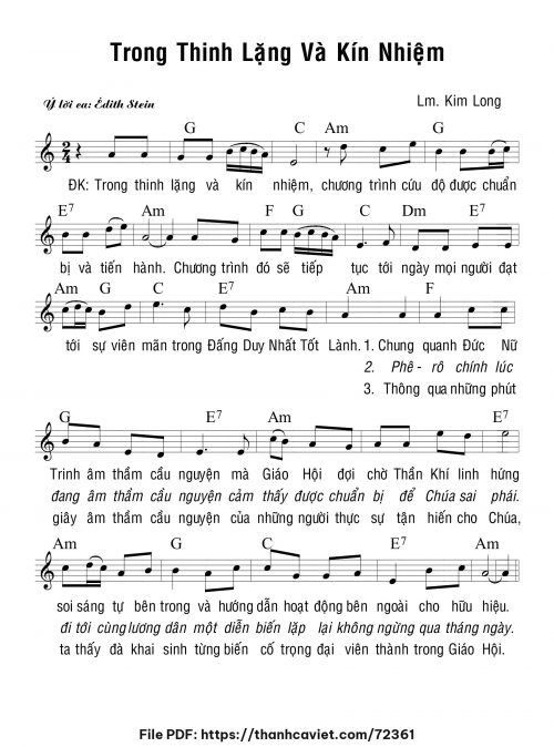 Trong thing lặng và kín nhiệm - Lm. Kim Long - trang 1