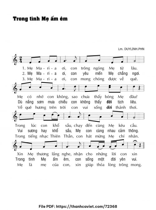 Trong tình Mẹ ấm êm - Lm. DUYLINH.PHN - trang 1