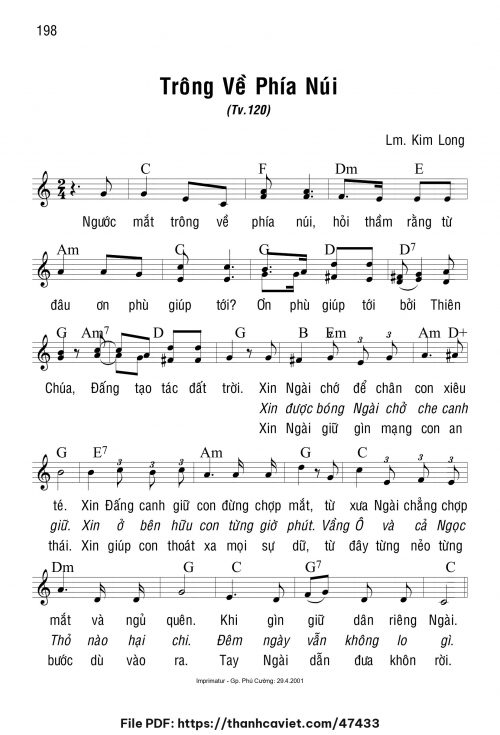 Trông về phía núi - Lm. Kim Long - trang 1